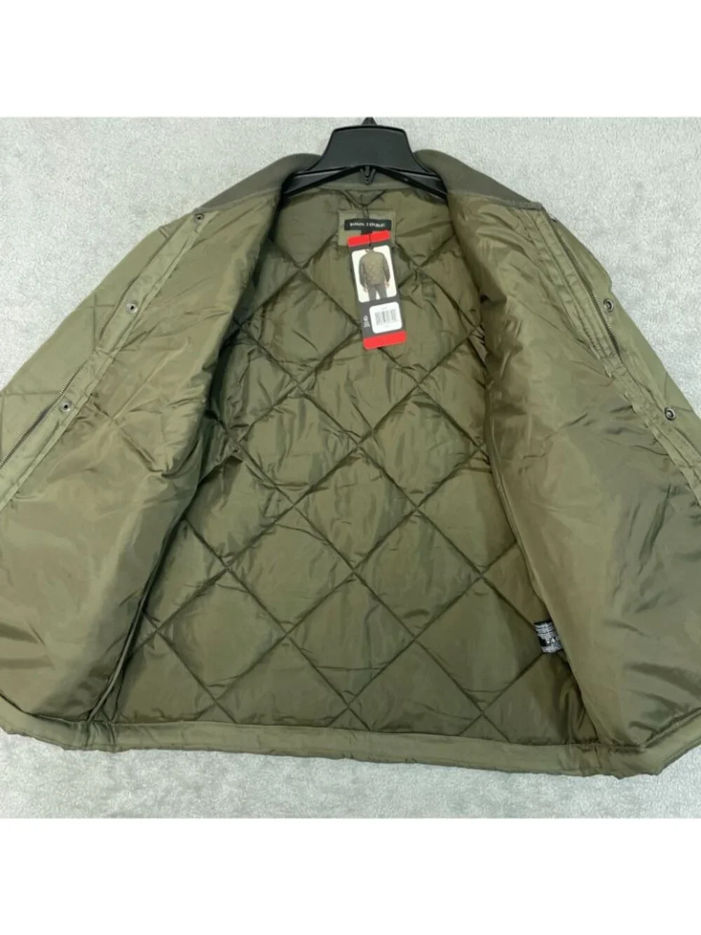NWT Banana Republic Men's M Quilted Bomber Jacket Olive Green Polyester